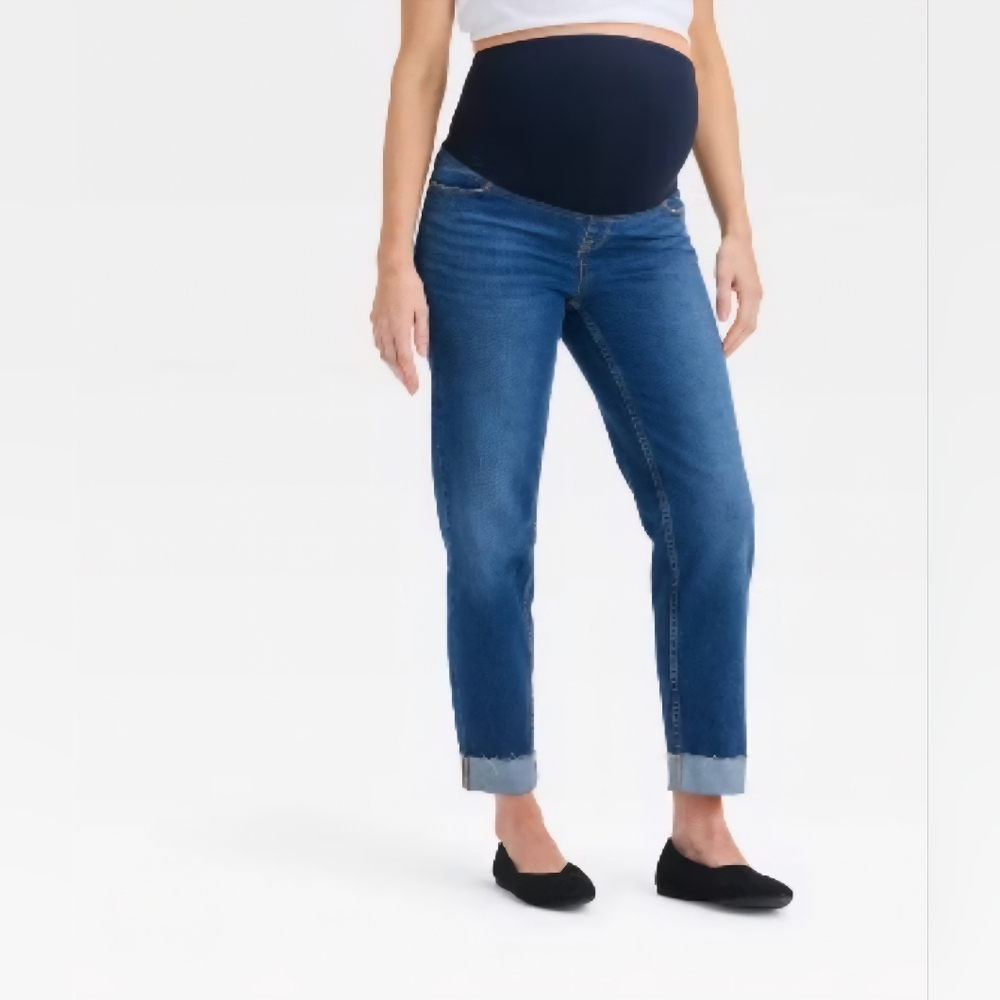 Isabel Maternity Stylish Over The Belly Blue Boyfriend Jeans SzM/L #1816